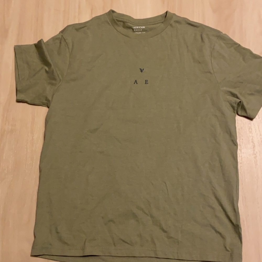 American Eagle Outfitters Olive Crew Tee with AE Chest Logo